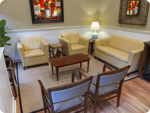 Chairs in waiting area of dental office